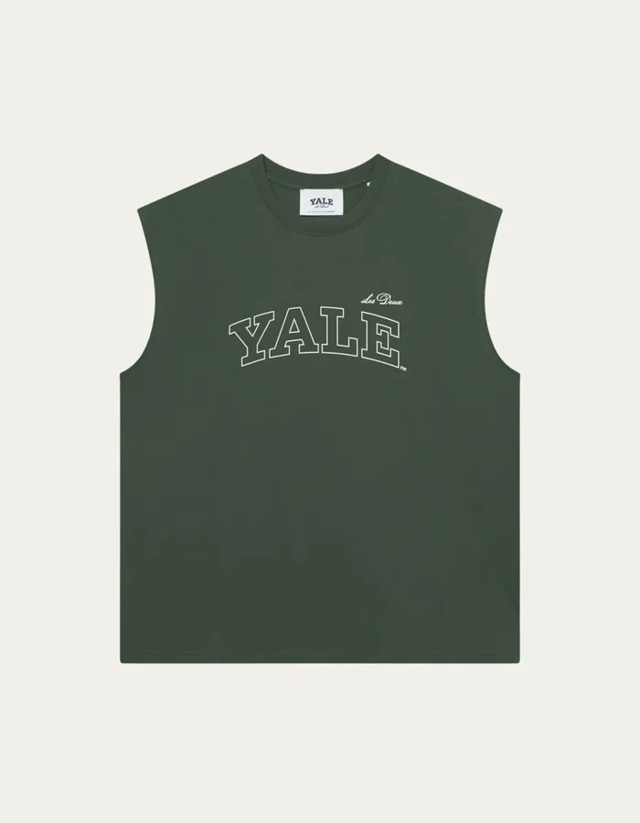 Tshirts Men Les Deux Yale Sleeveless TShirt 8211 Duffel Bag GreenIvory