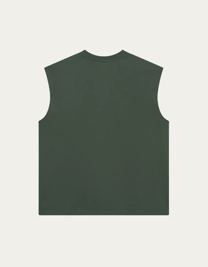 Tshirts Men Les Deux Yale Sleeveless TShirt 8211 Duffel Bag GreenIvory
