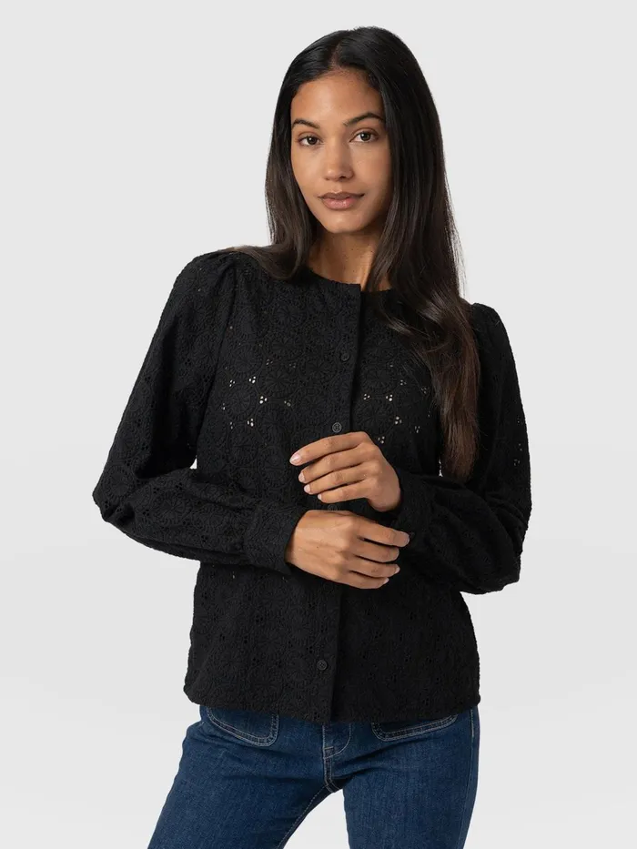 Tabitha Blouse 8211 Black Broderie Black Broderie Women Saint And Sofia Blouses and Shirts