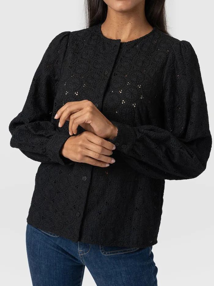 Tabitha Blouse 8211 Black Broderie Black Broderie Women Saint And Sofia Blouses and Shirts