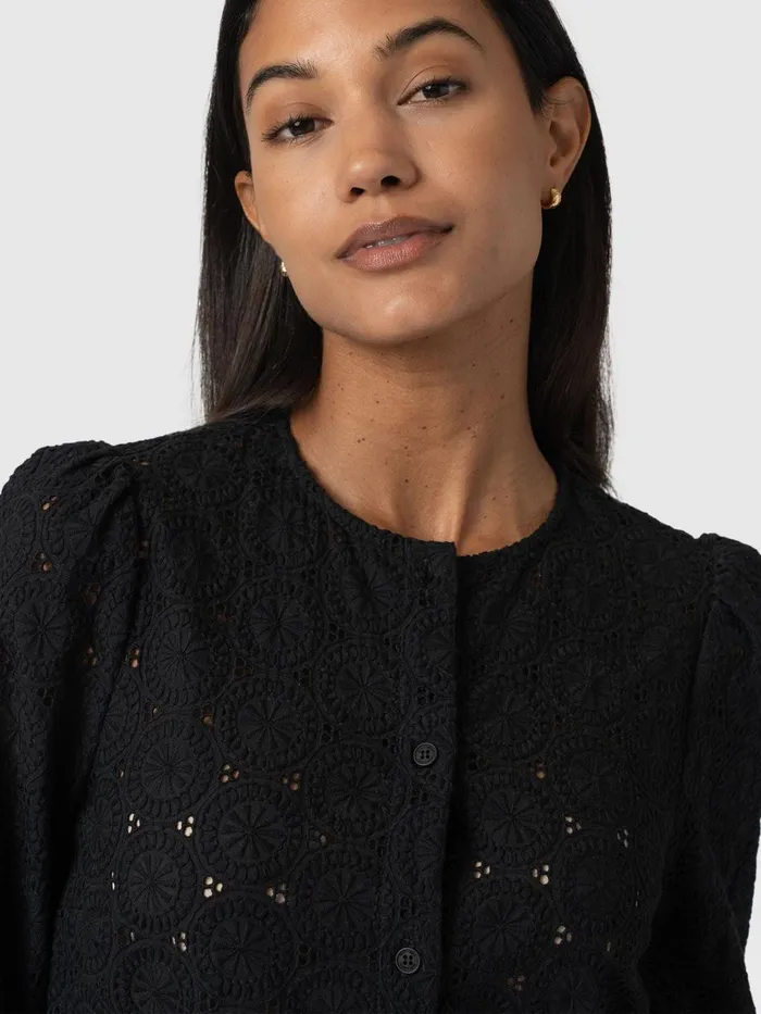 Tabitha Blouse 8211 Black Broderie Black Broderie Women Saint And Sofia Blouses and Shirts
