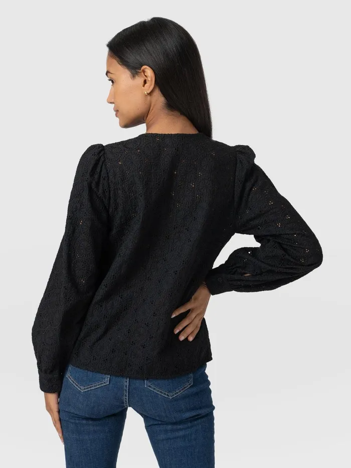 Tabitha Blouse 8211 Black Broderie Black Broderie Women Saint And Sofia Blouses and Shirts