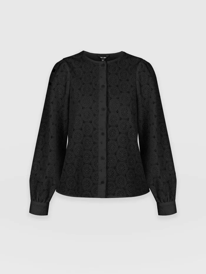 Tabitha Blouse 8211 Black Broderie Black Broderie Women Saint And Sofia Blouses and Shirts