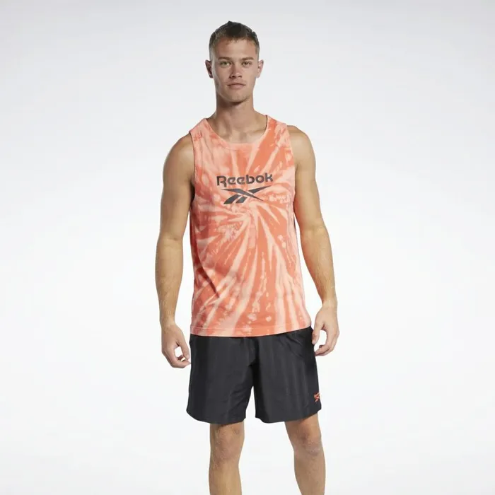 Tank Tops Mens Reebok Classics TieDye Tank Top Semi Orange Flare