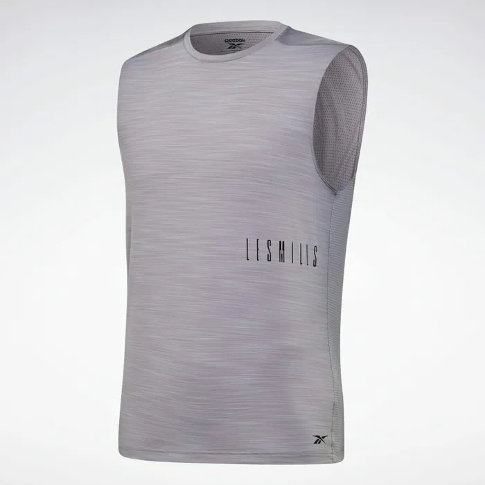 Tank Tops Mens Reebok LES MILLS ACTIVCHILL Sleeveless Tee Gravity Grey