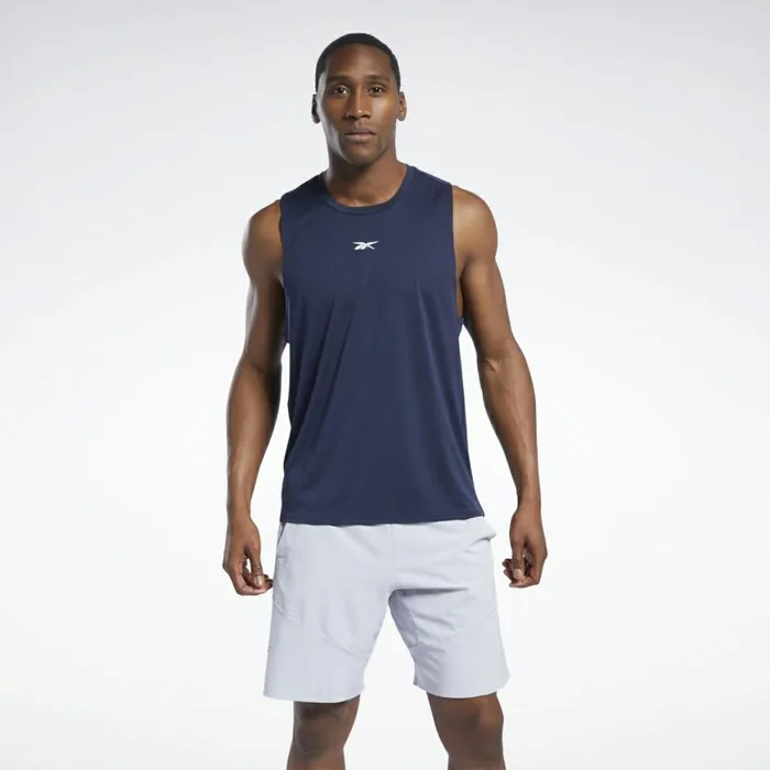 Tank Tops Mens Reebok Les Mills Knit Tank Top Vector Navy