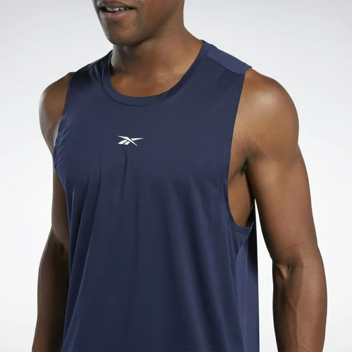 Tank Tops Mens Reebok Les Mills Knit Tank Top Vector Navy