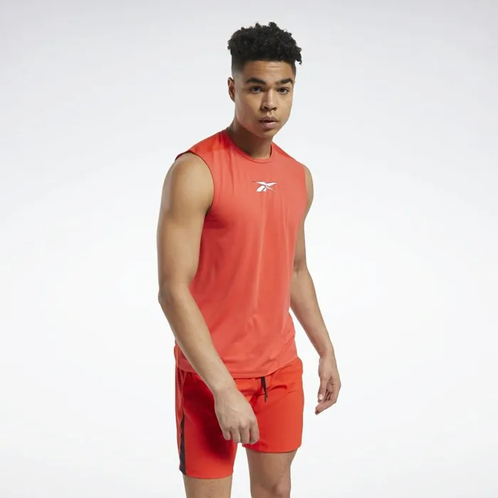 Tank Tops Mens Reebok Workout Ready ACTIVCHILL Sleeveless Tee Instinct Red