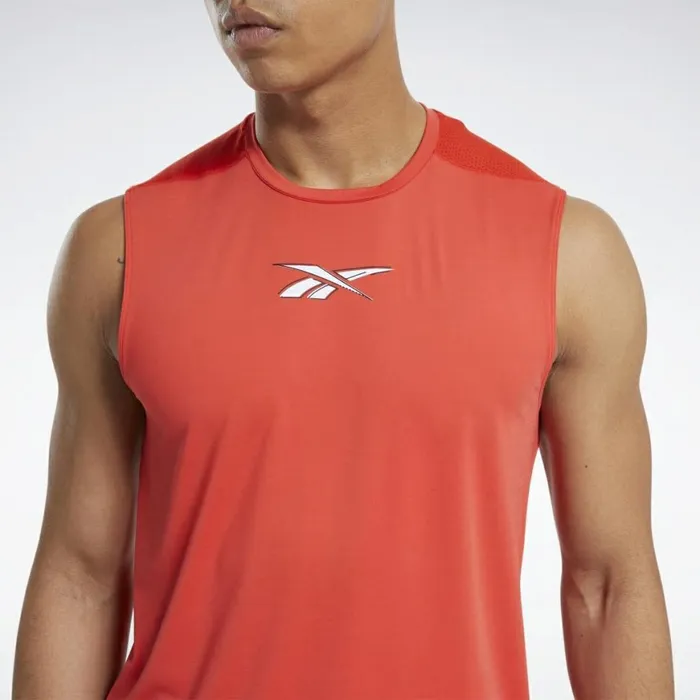Tank Tops Mens Reebok Workout Ready ACTIVCHILL Sleeveless Tee Instinct Red