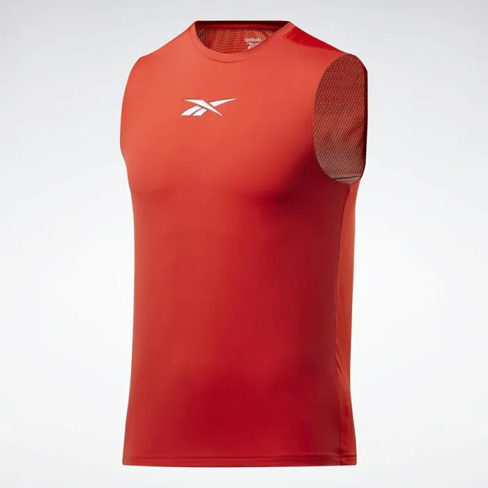 Tank Tops Mens Reebok Workout Ready ACTIVCHILL Sleeveless Tee Instinct Red