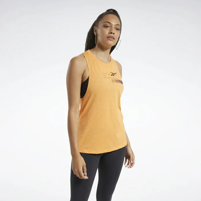 Tank Tops Womens Reebok ACTIVCHILLCOTTON Graphic Tank Top High Vis Orange