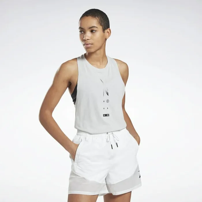 Tank Tops Womens Reebok ActivchillCotton Graphic Tank Top Pure Grey 2