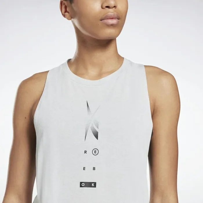 Tank Tops Womens Reebok ActivchillCotton Graphic Tank Top Pure Grey 2
