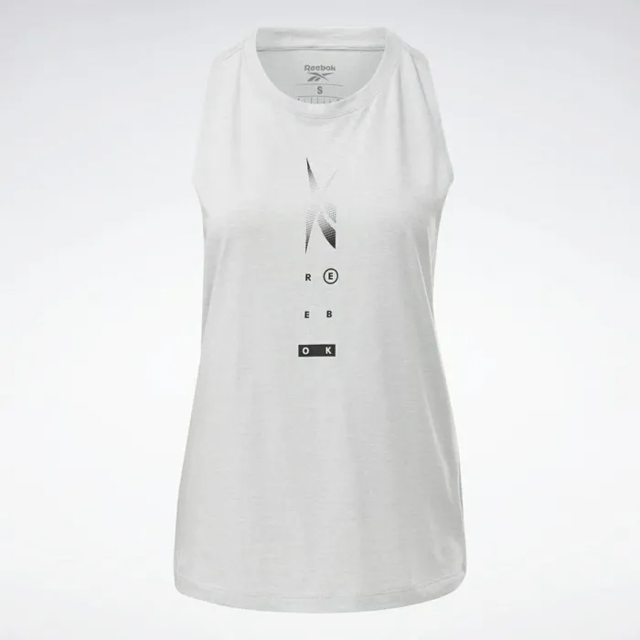 Tank Tops Womens Reebok ActivchillCotton Graphic Tank Top Pure Grey 2