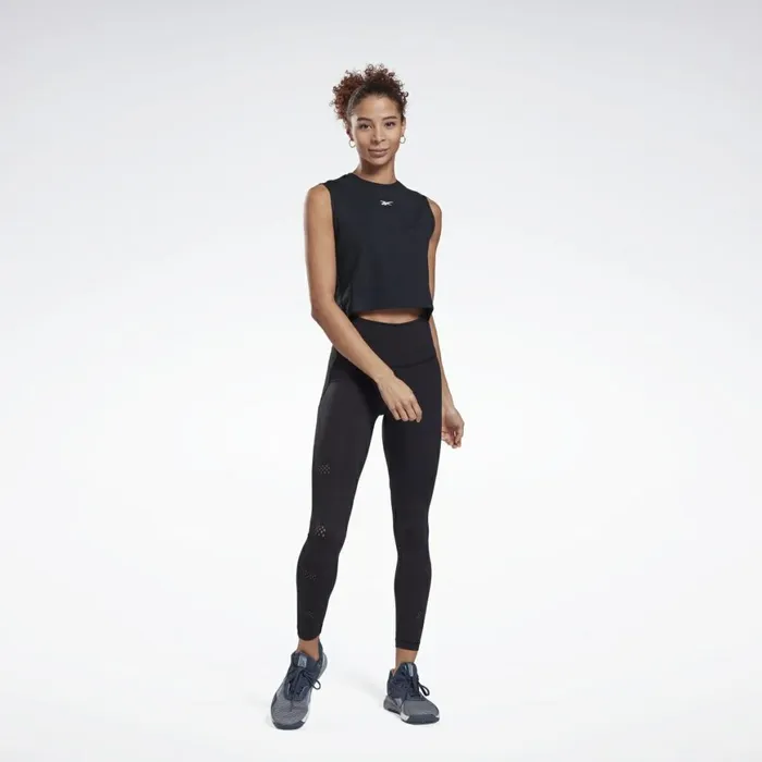 Tank Tops Womens Reebok Vector Cotton Crop Tank Top Black
