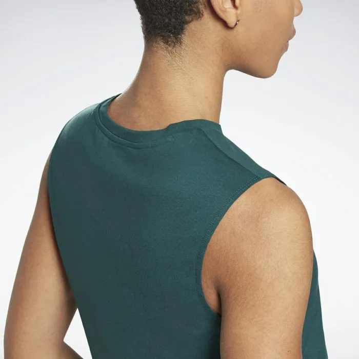 Tank Tops Womens Reebok Vector Cotton Crop Tank Top Forest Green