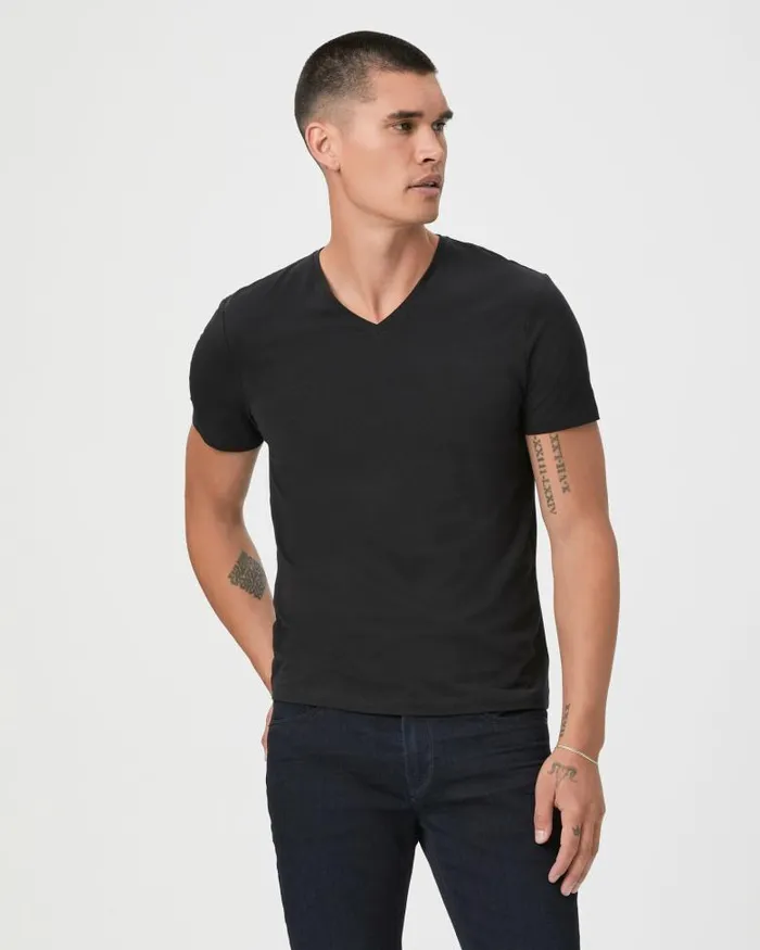 Tees Men PAIGE Grayson V Neck Tee 8211 Black