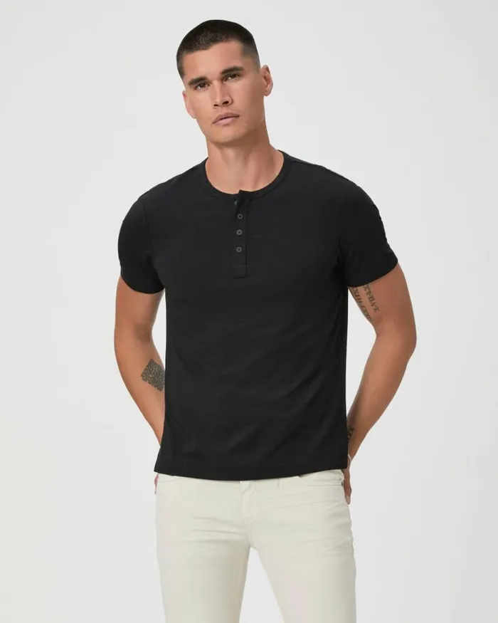 Tees Men PAIGE Harwood Short Sleeve Henley 8211 Black