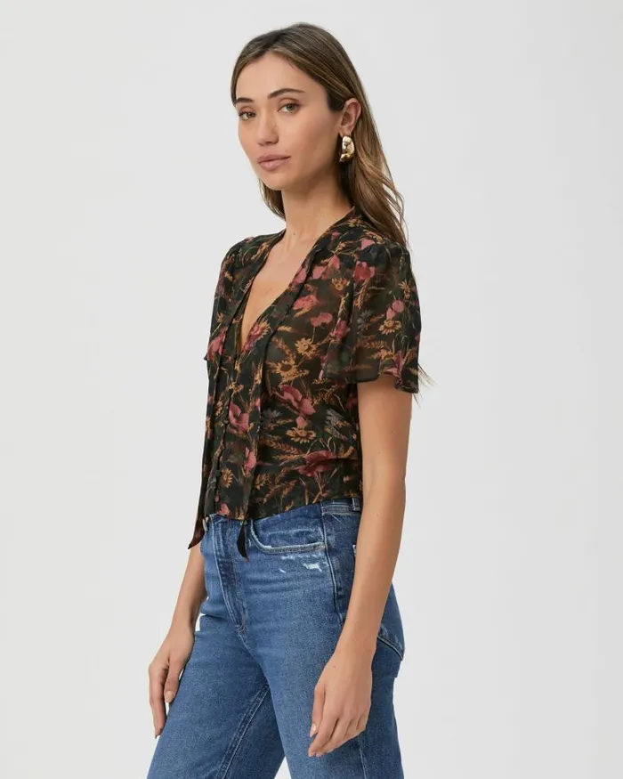 Tops and Blouses Women PAIGE Ayla Blouse 8211 Black Multi Silk Tops and Blouses Women PAIGE Ayla Blouse 8211 Black Multi Silk