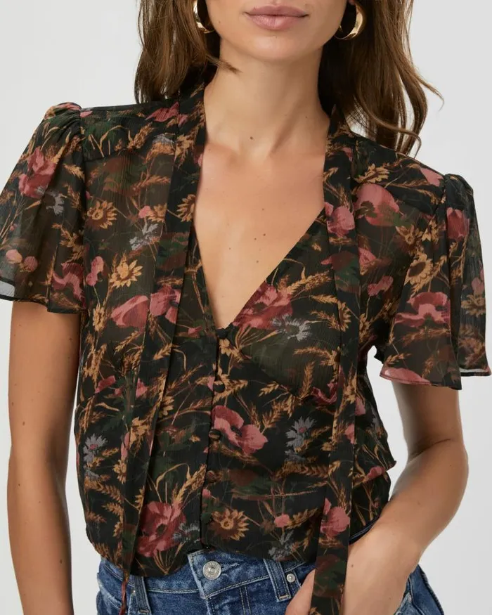 Tops and Blouses Women PAIGE Ayla Blouse 8211 Black Multi Silk Tops and Blouses Women PAIGE Ayla Blouse 8211 Black Multi Silk