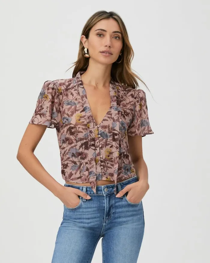 Tops and Blouses Women PAIGE Ayla Blouse 8211 Dark Primrose Multi Silk
