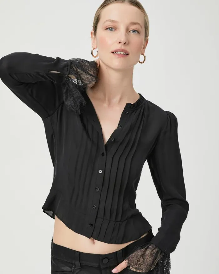 Tops and Blouses Women PAIGE Franca Blouse 8211 Black Silk Tops and Blouses Women PAIGE Franca Blouse 8211 Black Silk