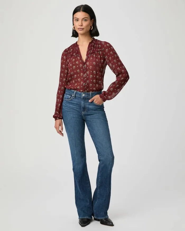 Tops and Blouses Women PAIGE Monika Blouse 8211 Oxblood Multi Silk Tops and Blouses Women PAIGE Monika Blouse 8211 Oxblood Multi Silk