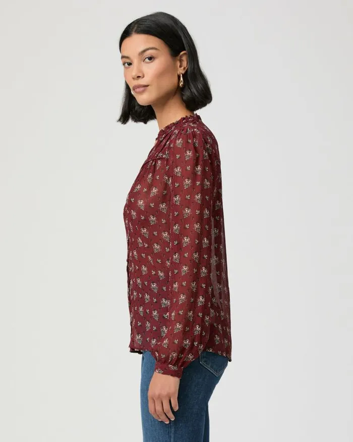 Tops and Blouses Women PAIGE Monika Blouse 8211 Oxblood Multi Silk Tops and Blouses Women PAIGE Monika Blouse 8211 Oxblood Multi Silk