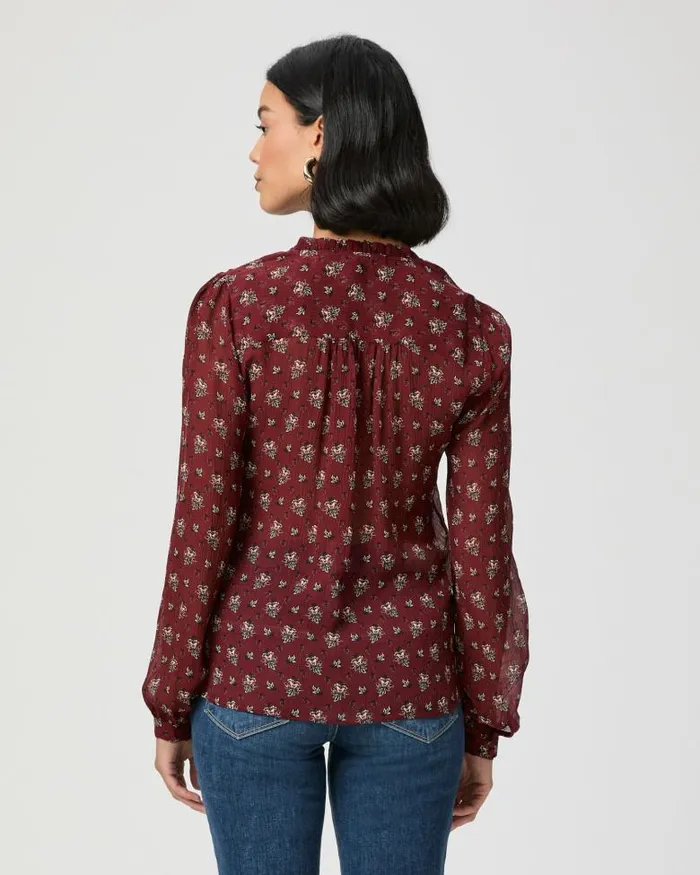 Tops and Blouses Women PAIGE Monika Blouse 8211 Oxblood Multi Silk Tops and Blouses Women PAIGE Monika Blouse 8211 Oxblood Multi Silk