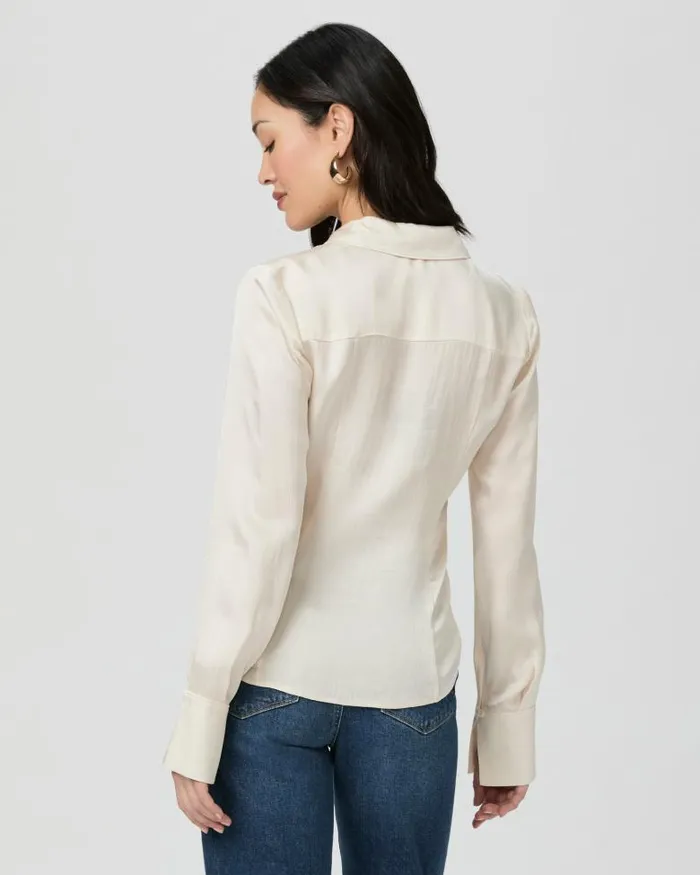Tops and Blouses Women PAIGE Nelly Shirt 8211 Latte Foam Satin Tops and Blouses Women PAIGE Nelly Shirt 8211 Latte Foam Satin