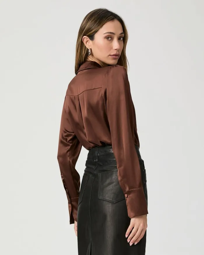 Tops and Blouses Women PAIGE Nyla Bodysuit 8211 Landslide Silk Satin Tops and Blouses Women PAIGE Nyla Bodysuit 8211 Landslide Silk Satin