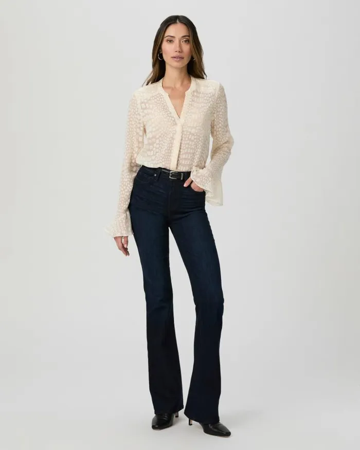 Tops and Blouses Women PAIGE Pepita Blouse 8211 Latte Foam Silk Tops and Blouses Women PAIGE Pepita Blouse 8211 Latte Foam Silk
