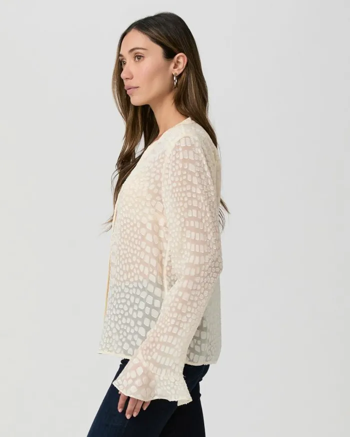 Tops and Blouses Women PAIGE Pepita Blouse 8211 Latte Foam Silk Tops and Blouses Women PAIGE Pepita Blouse 8211 Latte Foam Silk