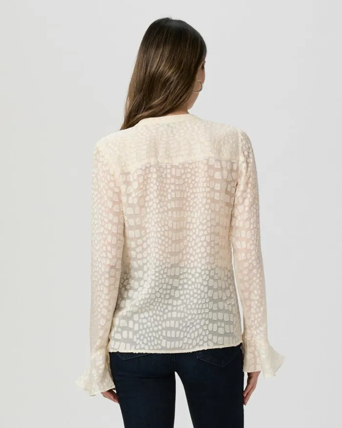 Tops and Blouses Women PAIGE Pepita Blouse 8211 Latte Foam Silk Tops and Blouses Women PAIGE Pepita Blouse 8211 Latte Foam Silk