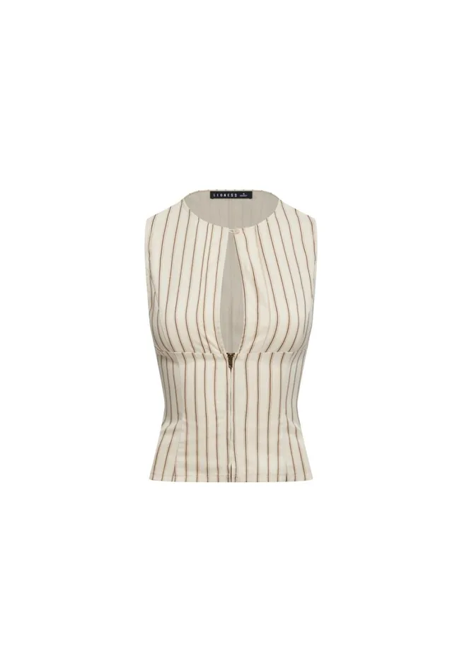 Tops Women Lioness Fashion BEBE TOP Cream Stripe Tops Women Lioness Fashion BEBE TOP Cream Stripe