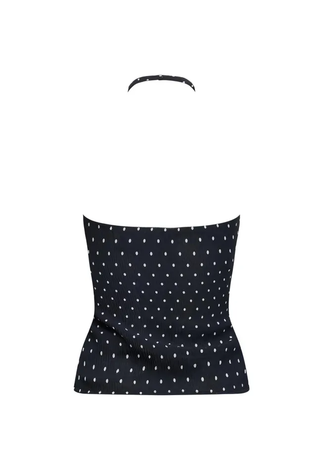 Tops Women Lioness Fashion BRAT HALTER TOP Onyx Polka Tops Women Lioness Fashion BRAT HALTER TOP Onyx Polka