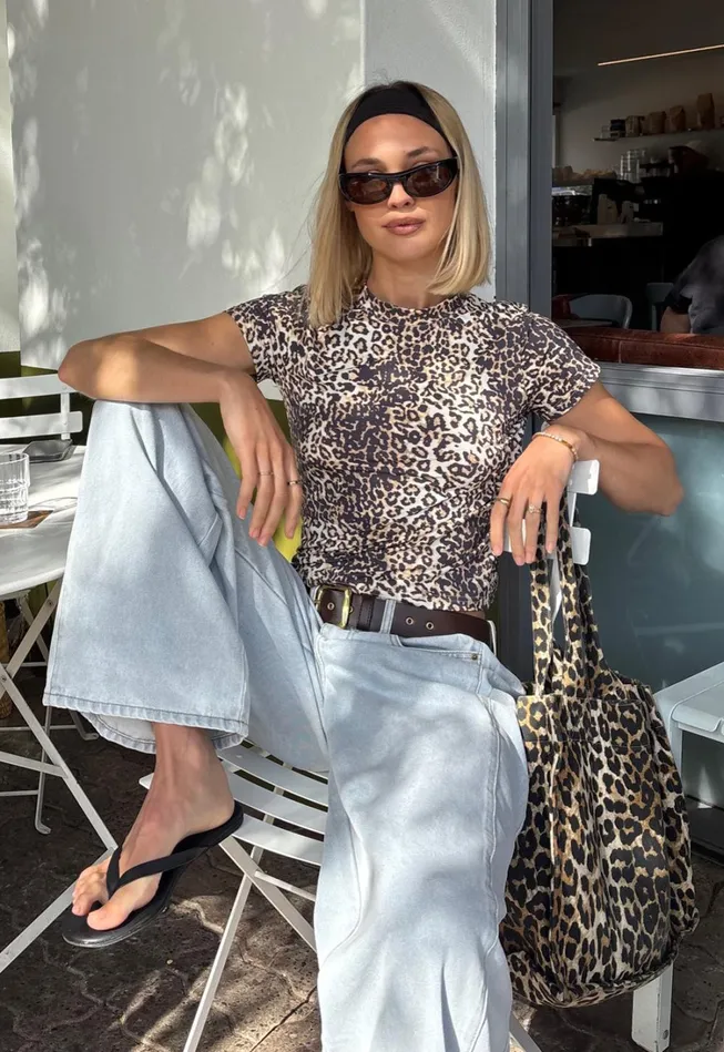 Tops Women Lioness Fashion CLUBHOUSE TEE Leopard Fade