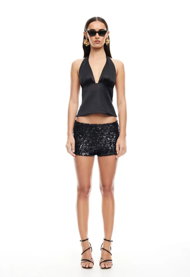 Tops Women Lioness Fashion OPULENCE HALTER TOP Onyx Tops Women Lioness Fashion OPULENCE HALTER TOP Onyx
