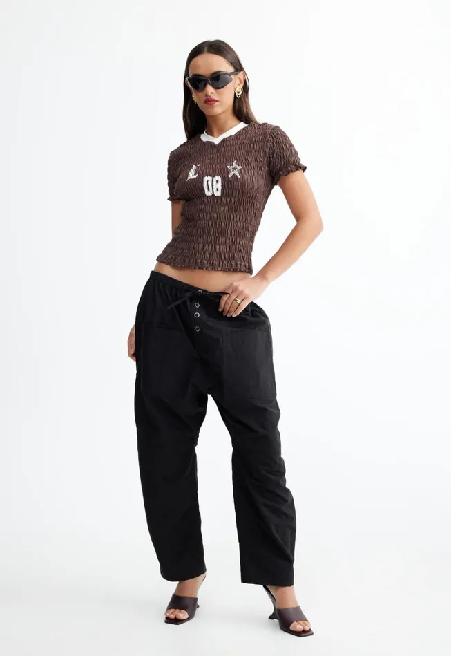 Tops Women Lioness Fashion SCRUNCHED SPECTATE TOP Coffee Tops Women Lioness Fashion SCRUNCHED SPECTATE TOP Coffee