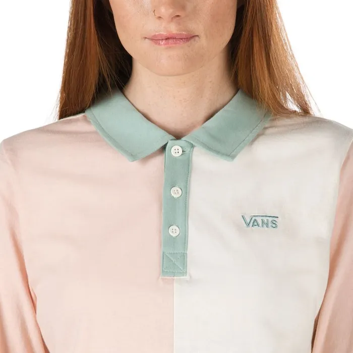 Tops Women Vans Core Skate Long Sleeve Crop Polo Shirt Peachy Keen Tops Women Vans Core Skate Long Sleeve Crop Polo Shirt Peachy Keen