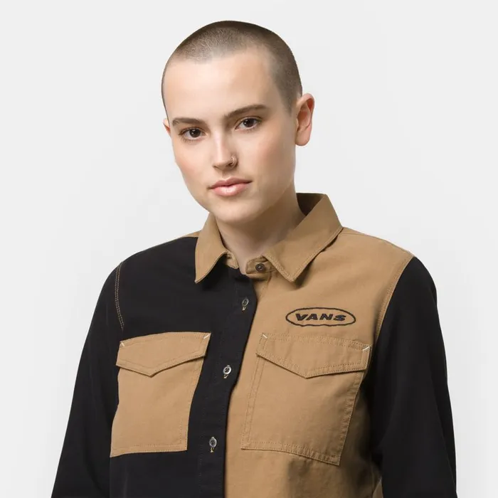 Tops Women Vans Grunge Glam Woven Shirt Dirtblack