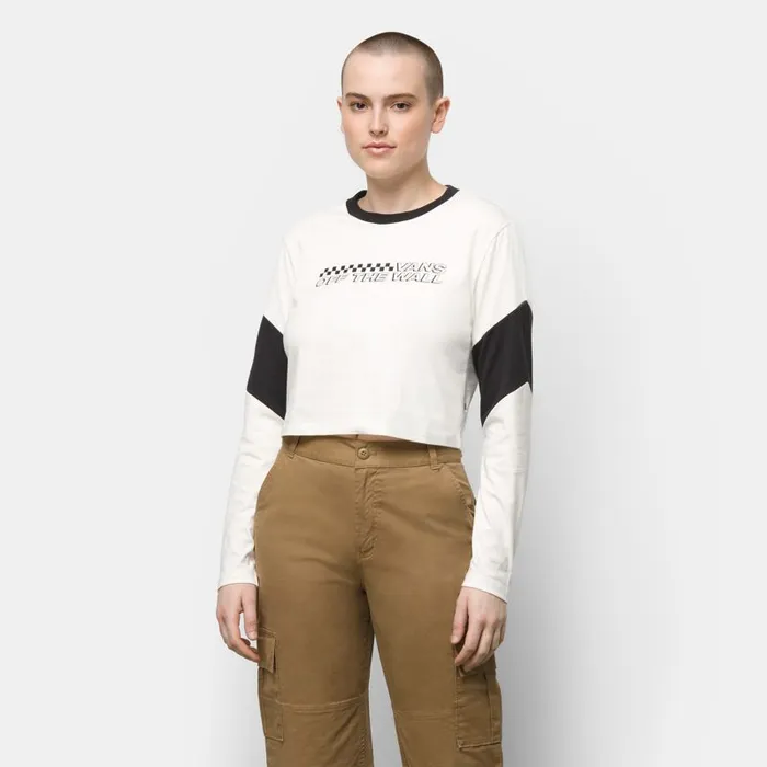 Tops Women Vans Rider Tri Crew Shirt Marshmallow