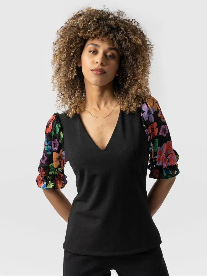 Tori Puff Sleeve Top 8211 Black Pop Floral Black Pop Floral Women Saint And Sofia Casual Tops Tori Puff Sleeve Top 8211 Black Pop Floral Black Pop Floral Women Saint And Sofia Casual Tops