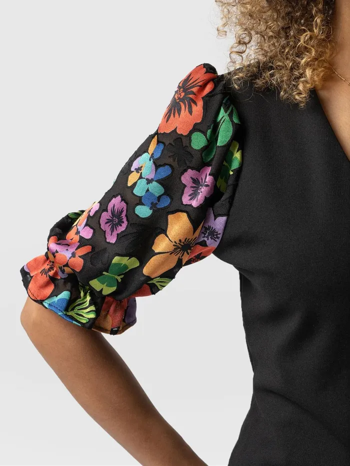 Tori Puff Sleeve Top 8211 Black Pop Floral Black Pop Floral Women Saint And Sofia Casual Tops