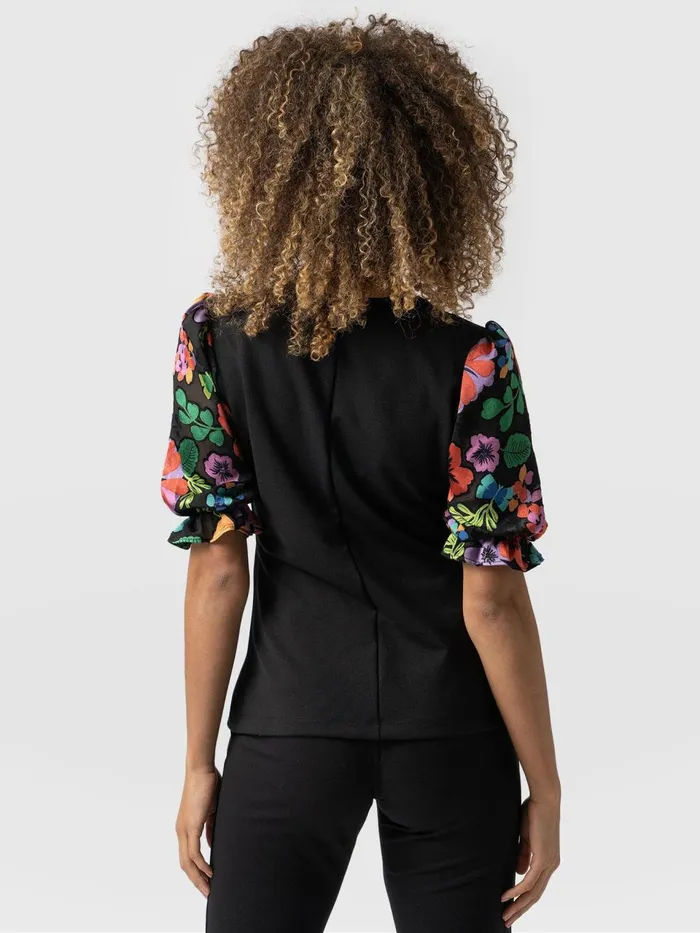 Tori Puff Sleeve Top 8211 Black Pop Floral Black Pop Floral Women Saint And Sofia Casual Tops