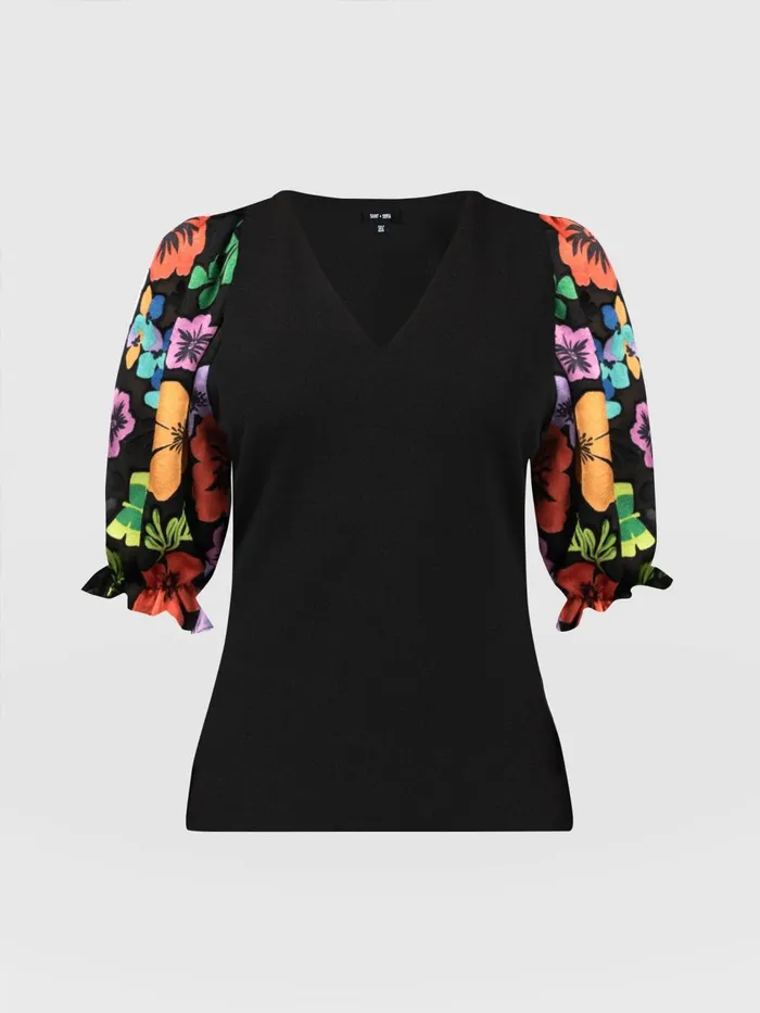 Tori Puff Sleeve Top 8211 Black Pop Floral Black Pop Floral Women Saint And Sofia Casual Tops