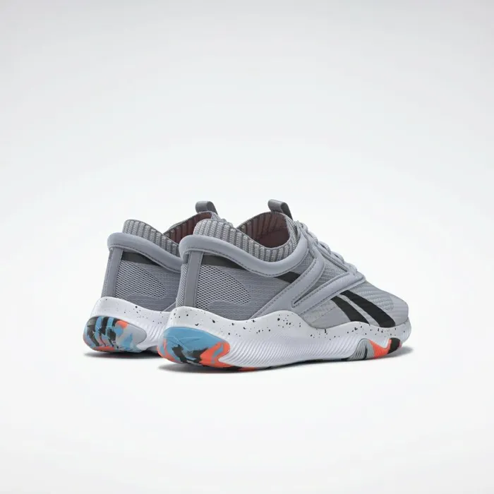 Training Shoes Womens Reebok HIIT Shoes Cold Grey 2 Orange Flare Radiant Aqua