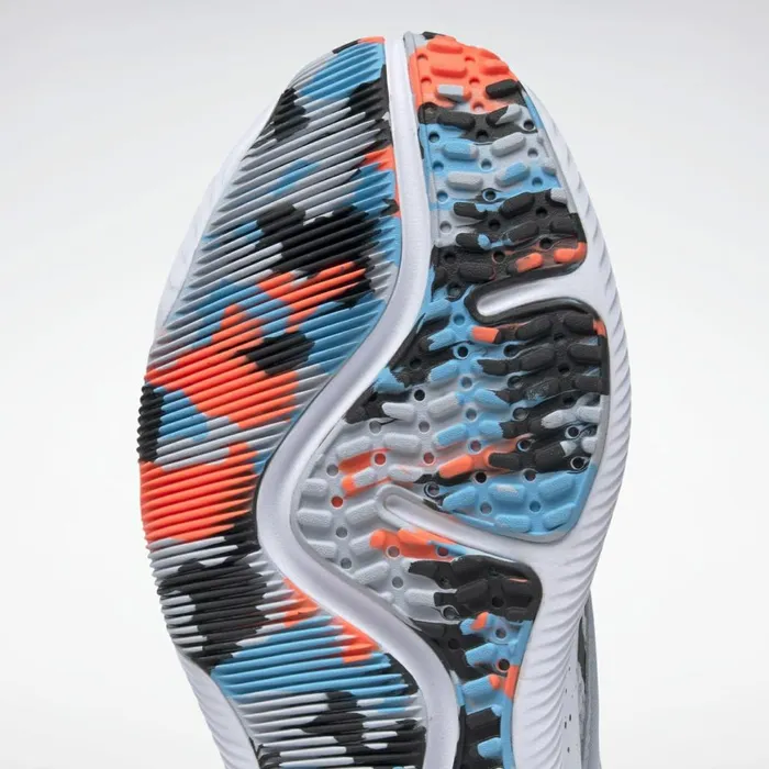 Training Shoes Womens Reebok HIIT Shoes Cold Grey 2 Orange Flare Radiant Aqua
