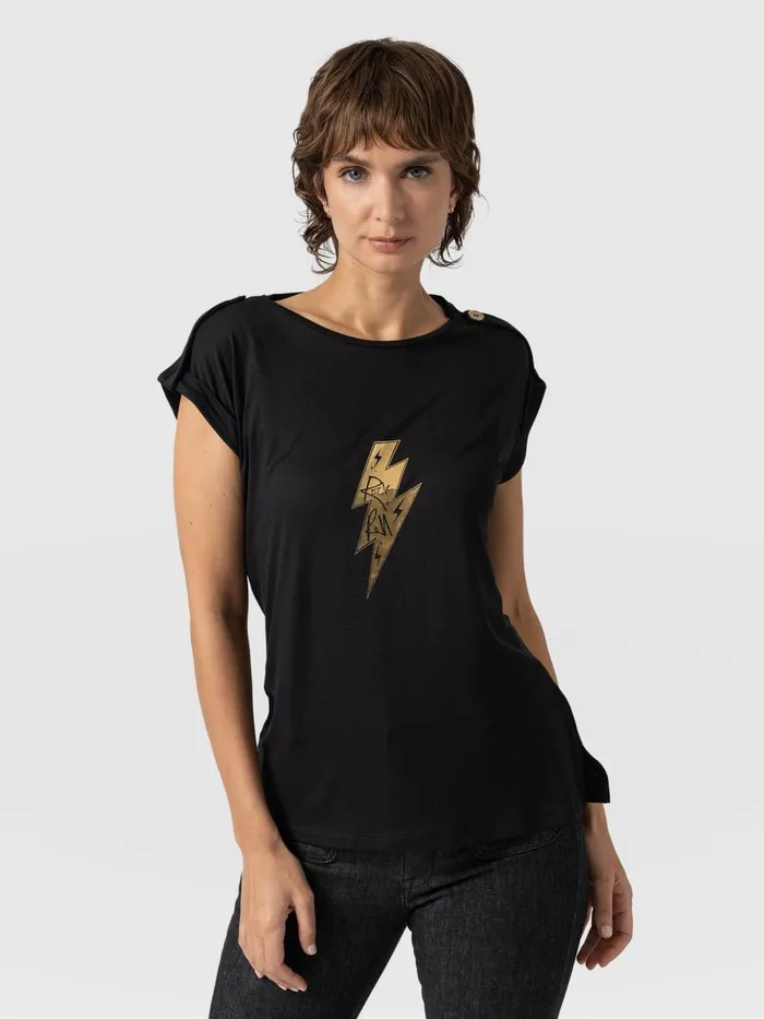 Turn Up Tee 8211 Black Rock N Roll Black Rock N Roll Women Saint And Sofia TShirts and Tanks Turn Up Tee 8211 Black Rock N Roll Black Rock N Roll Women Saint And Sofia TShirts and Tanks