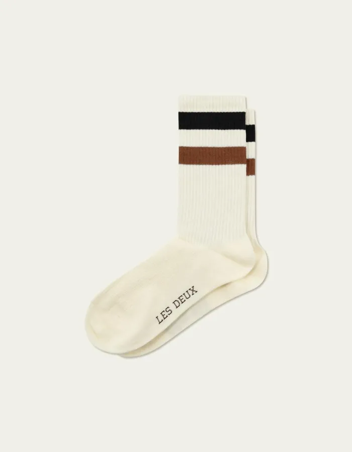 Underwear Men Les Deux Woods Rib Stripe Socks 8211 2Pack 8211 Off WhiteBlack